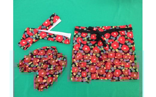 ガーデニングセット アームカバー エプロン ガーデンスカーフ 3点セット 【障がい者支援】 [sf001-032]