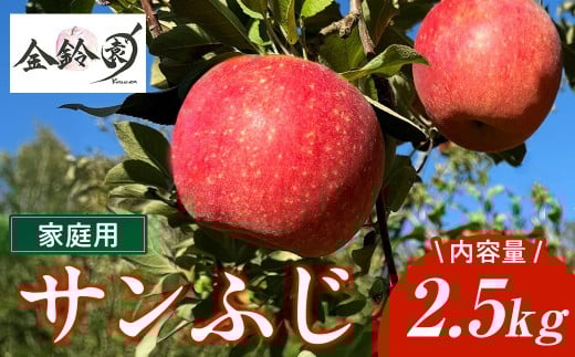 サンフジ 家庭用 りんご 2.5kg  『営業日5日前後で発送可能』 林檎 リンゴ サンふじ  国産 東北 岩手 産地直送 送料無料 フルーツ 果物 岩手県 北上市 B0439 金鈴園 季節限定 秋 冬