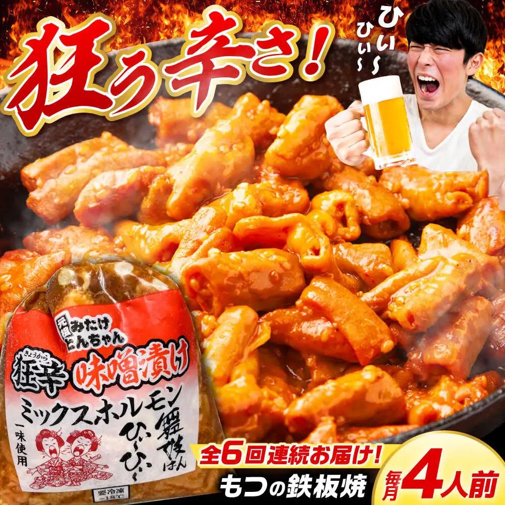 【6回定期便】 「元祖みたけとんちゃん」 狂辛 味噌漬け ミックスホルモン 2袋 [AVAA065]おつまみ 定期