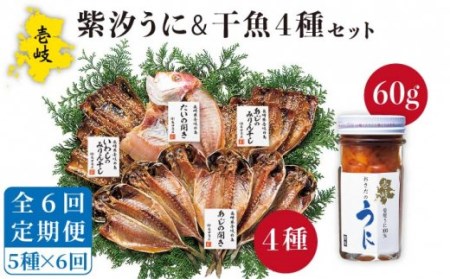 【全6回定期便】紫うに・干魚セット[JAO031] ウニ うに 干物 ひもの あじ アジ いわし イワシ みりん干し 定期便 138000 138000円 冷凍配送