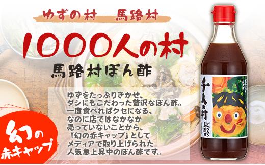 【定期便】馬路村ポン酢2本組（ゆずの村・1000人の村）×３回 調味料 柚子ぽん酢 ポン酢 有機 オーガニック ギフト お歳暮 お中元 母の日 父の日 熨斗 産地直送 高知県馬路村【688】