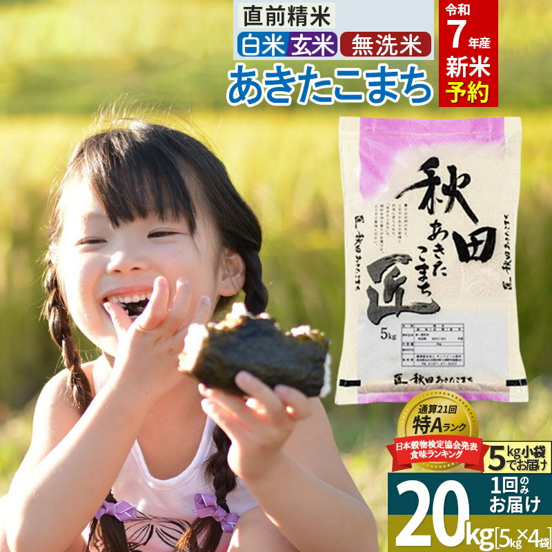 【ふるさと納税】【白米／玄米／無洗米】※R7新米予約※ 秋田県産 あきたこまち 20kg (5kg×4袋) 令和7年産 20キロ お米 新米
