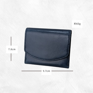 牛革　ミニ財布　ステッチA（ネイビー×ブラウン） ／ 財布 サイフ さいふ ミニ財布 イタリア 革 革製品 牛革 レザー 革小物 クラフト 送料無料