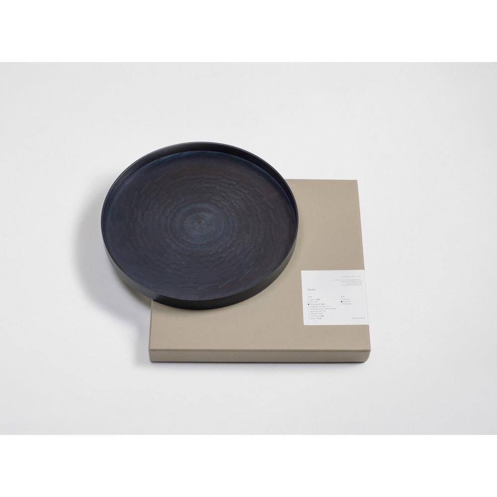 【ふるさと納税】Round RaysTray S 藍漆 〜INDIGO URUSHI 〜 ｜トレー プレート お皿 皿 食器 インテリア | 関連キーワード：木製 トレー トレイ おぼん テーブル コーディネート インテリア キッチン 飾り台 雑貨 日用品 徳島
