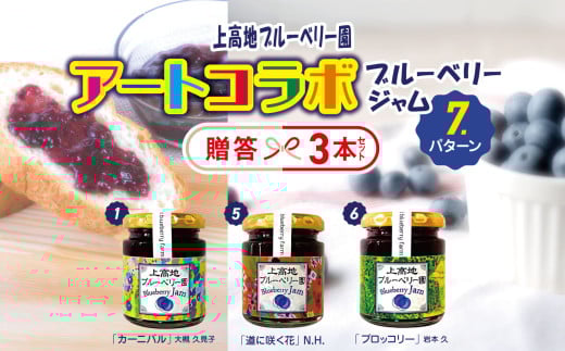 アートコラボブルーベリージャム  贈答３本セット│信州 贈答用 ブルーベリー ジャム 新鮮 加工品 甘い 美味しい 特別 松本 ふるさと納税 上高地
