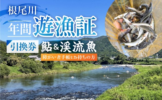 【障がい者手帳をお持ちの方　あゆ＆渓流魚 年間遊漁証引換券（令和８年シーズン用）】 釣り あゆ 鮎 あゆ釣り 鮎釣り 年間遊漁証引換券 年券 チケット 引換券 根尾川筋漁業協同組