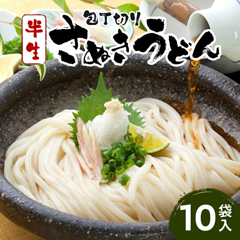 【ふるさと納税】包丁切りさぬきうどん半生10袋入 うどん つゆ おすすめ 人気 うどんセット セット 半生うどん 簡単調理 コシ アレンジ 料理 出汁 お取り寄せ かけうどん 釜揚げうどん グルメ 小分け ギフト 時短料理 アレンジ 香川県 三木町