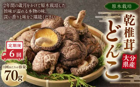 【6ヶ月定期便】大分産原木乾椎茸どんこ 70g 合計420g 乾燥椎茸 乾燥 しいたけ 干し椎茸 乾し椎茸 乾燥野菜 原木どんこ 大分県 九重町