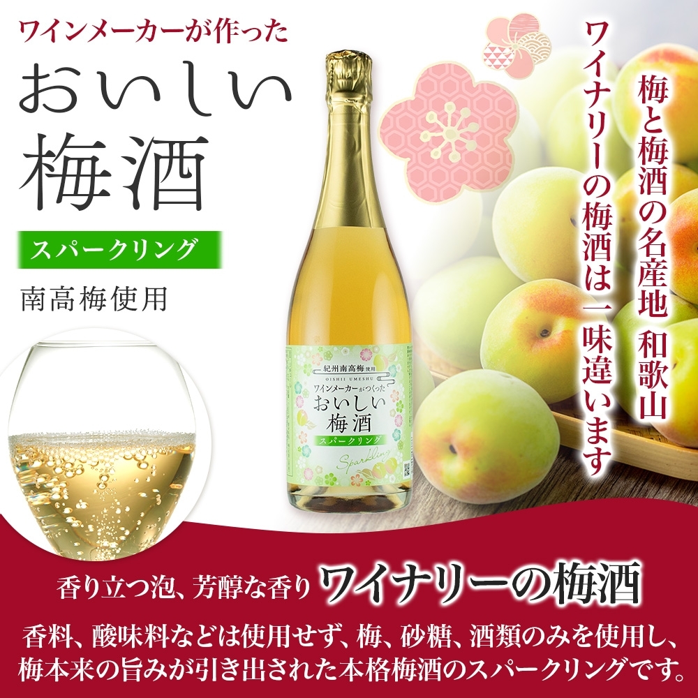 KG1015_ワインメーカーが作ったおいしい梅酒 スパークリング 紀州南高梅 使用 750ml 湯浅ワイナリー