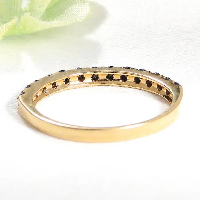 指輪 K18YG イエローゴールド ハーフエタニティ リング ブラックダイヤモンド 0.5ct メンズ レディース  5～22号 シンプル ジュエリー山梨県 南アルプス市 【180-k18ygm】 A