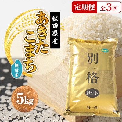 
                  ＜毎月定期便＞あきたこまち 無洗米 5kg全3回【4080819】
                