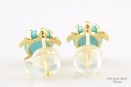 ピアス K18 亀 ターコイズ イエローゴールド スタッドピアス ジュエリーケース付き [シエロ 山梨県 中央市 21470670] アクセサリー ジュエリー アクセ 18金 ハワイ ハワイアン ウミ