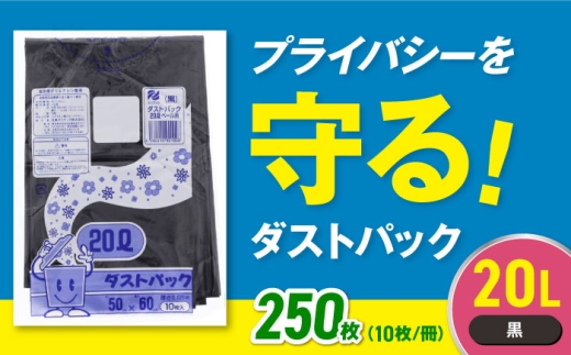 【ゴミ袋】袋で始めるエコな日常！地球にやさしい！ダストパック 20L 黒（10枚入）✕25冊セット 愛媛県大洲市/日泉ポリテック株式会社 [AGBR035] ごみ ゴミ ゴミ袋 ごみ袋 ごみ箱 ゴミ箱 袋 ビニール袋 おすすめ 人気 お取り寄せ 送料無料 ペット用ゴミ袋 ペット用ごみ袋 おむつ袋 日用品 消耗品 生活雑貨 ストック 備蓄 消臭グッズ サニタリー 衛生用品 ペット用品