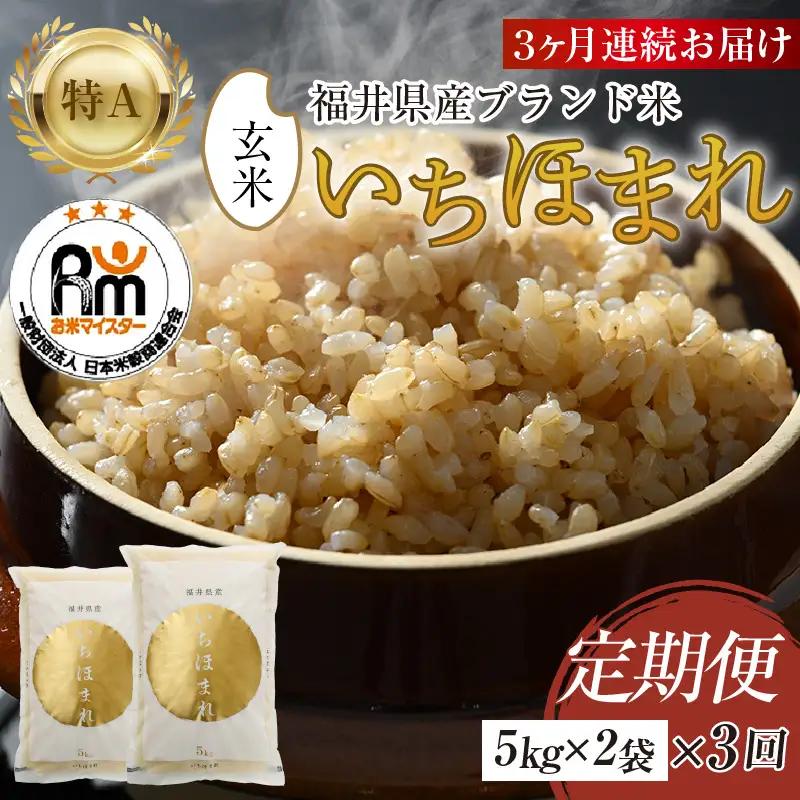 【令和8年産】定期便3回 いちほまれ 玄米 10kg×3回（計30kg）《新鮮な高品質米をお届け！》／ 福井県産 ブランド米 ご飯 [aw064-e003]