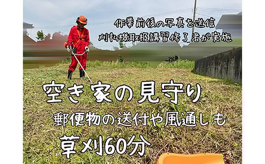 
            ＜胎内市内利用限定＞草刈り作業代行 草刈り 空き地 空地 お手入れ 空き家 空家 空き屋 空屋 見守り報告１回（草刈等60分）
          