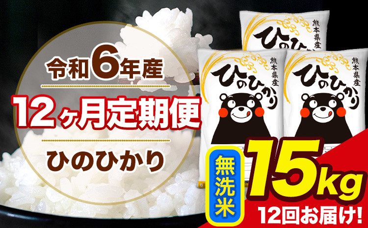
            令和6年産 【12ヶ月定期便】 ひのひかり 無洗米 15kg 5kg×3袋 計12回お届け 熊本県産 こめ コメ 無洗米 精米 荒尾市 ひの 米 定期 《お申込み月の翌月から出荷開始》
          