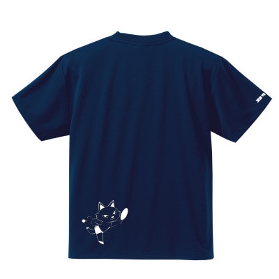 JTTA公認　卓球ユニフォーム【男女兼用(ドライ):XLサイズ】ねこ　ネイビー