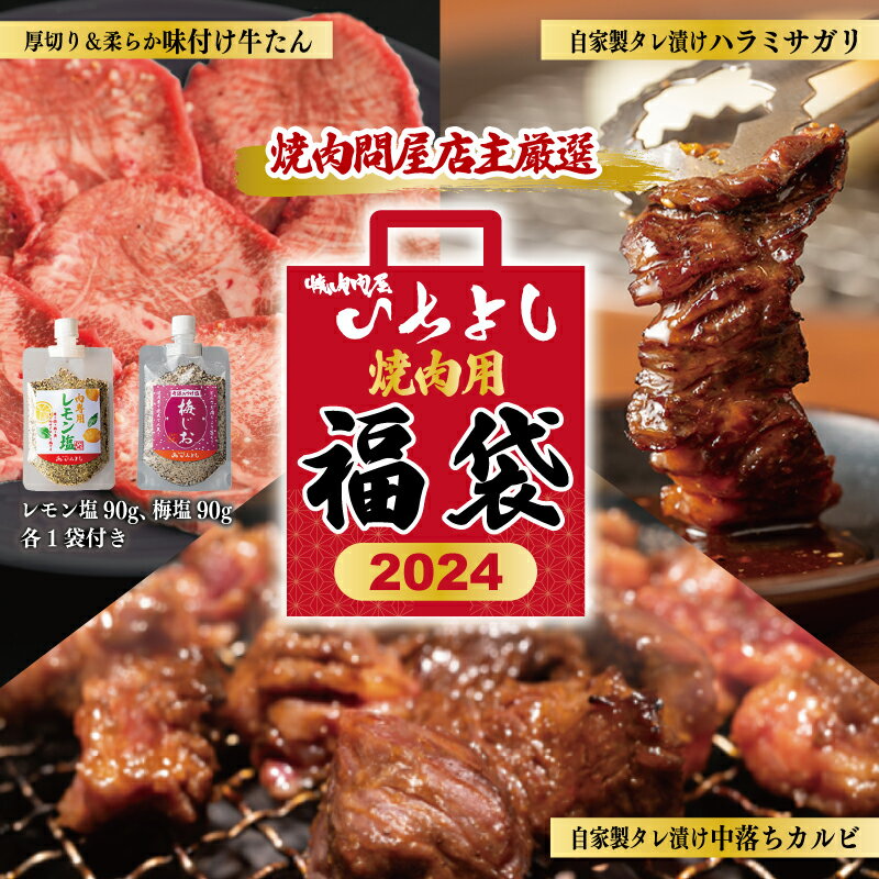 【ふるさと納税】＼最短7営業日以内発送／ 焼肉問屋いちよし 店主厳選 人気焼肉 福袋 （牛たん / ハラミ / 中落カルビ） 食べ比べ 簡単調理 味付き 小分け 冷凍 レモン塩 梅じお スパイス付き 焼肉セット BBQ 焼き肉パーティー 肉の日 泉佐野市 送料無料 肉の泉佐野