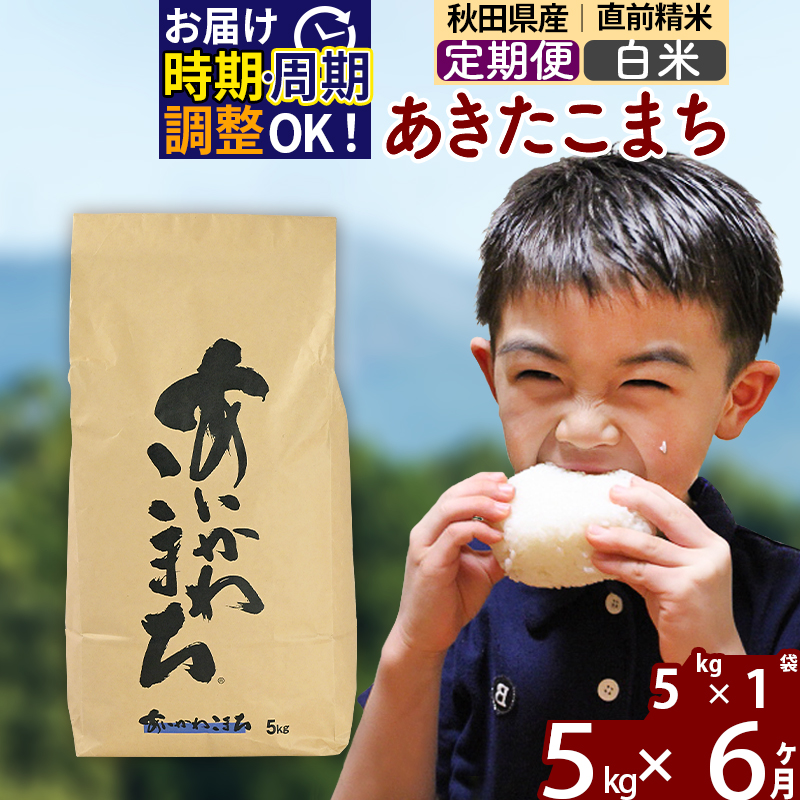 ※令和7年産※《定期便6ヶ月》秋田県産 あきたこまち 5kg【白米】(5kg小分け袋) 2025年産 お届け時期選べる お届け周期調整可能 隔月に調整OK お米 藤岡農産