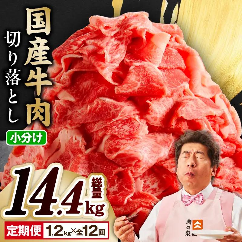 【定期便】国産 牛肉 切り落とし 1.2kg×全12回 総量 14.4kg 氷温熟成×極味付け【毎月配送コース】