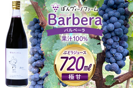 【純果汁】 ワイン用 ぶどうジュース バルベーラ 720mL 1本 [ぼんヴィーノファーム 長野県 池田町 48110731] 葡萄 ブドウ ストレート ギフト 純果汁 果汁 100