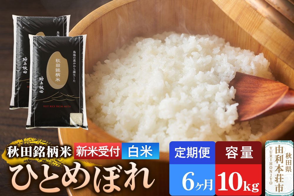 《令和8年産 新米受付》《定期便6ヶ月》【白米】極上秋田銘柄米 ひとめぼれ 10kg（5kg×2袋） [新米受付 米 お米 こめ 白米 精米 ひとめぼれ ブランド米 銘柄米 食卓 おにぎり 秋田県産 
