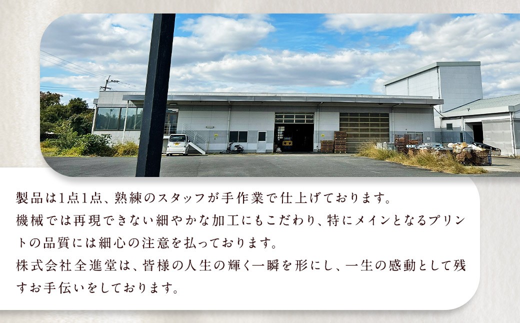 ≪名入れ付≫ 写真台紙 プリント印刷付き 仕上げ【フランチェスカ・茶】6つ切 3面 記念写真 ZD88