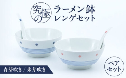 
                  【有田焼】究極のラーメン鉢レンゲセット 青芽吹き朱芽吹き ペア / 食器 / 佐賀県 / 株式会社まるぶん [41APCD055]
                