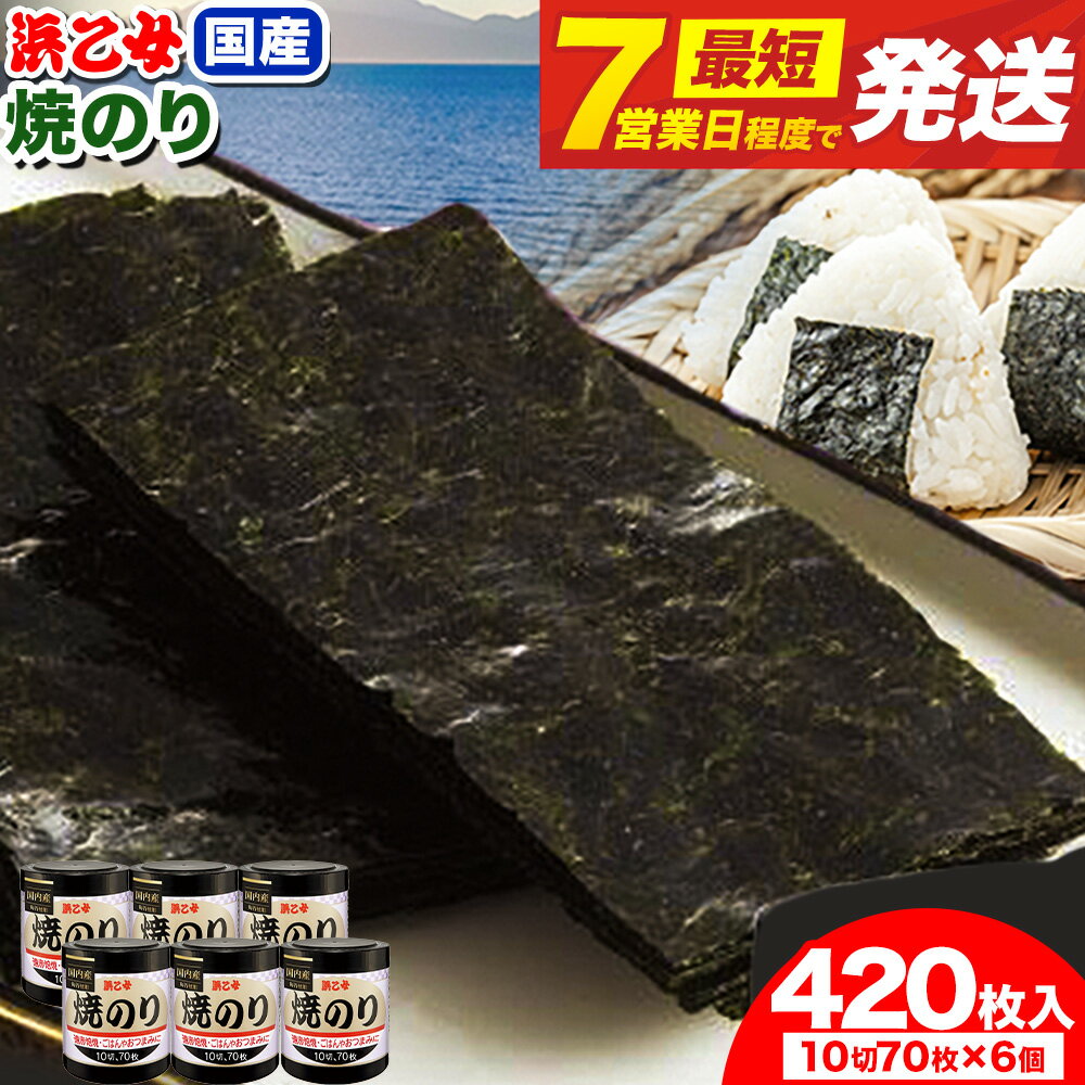 【ふるさと納税】 スピード出荷!! 工場直送 浜乙女 遠赤焙焼 焼のり420枚(10切70枚×6個) 《30日以内に出荷予定(土日祝除く)》海苔 焼き海苔 三重県 東員町 海苔 焼海苔 焼きのり ギフト 贈答 国産 訳あり ではない ご飯のお供 大容量 寄附額見直し