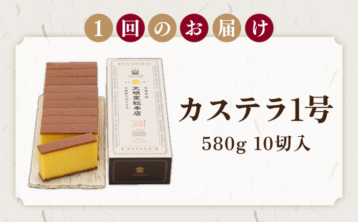 【全12回定期便】カステラ1号 （10切入） 長崎 土産 ギフト 五島市/文明堂総本店 [PEO020]