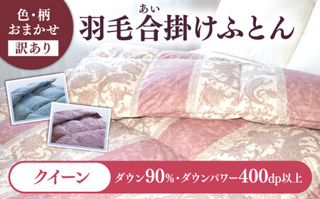 【訳あり】 色柄おまかせ クイーン 羽毛合掛けふとん シルバープリンセスダック ダウン90% ダウンパワー400dp 《壱岐市》 【富士新幸九州】 [JDH121] 掛け布団