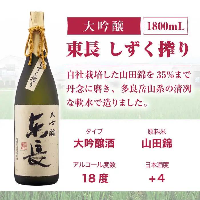 【定期便】 日本酒 大吟醸東長 しずく搾り NAH024 日本酒 全3回