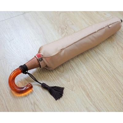 ふるさと納税 都留市 【数量限定】小宮商店 かさね 雨晴兼用折りたたみ傘　55cm ベージュ×ピンク |  | 01