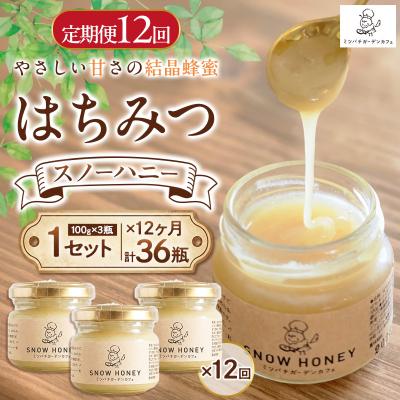 ふるさと納税 山形市 【定期12回】【やさしい甘さの結晶蜂蜜】はちみつ「スノーハニー」(100g×3瓶) FY26-105