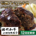 【ふるさと納税】【12回定期便】信州プレミアム牛小田切牧場ハンバーグ（150g）×4個セット