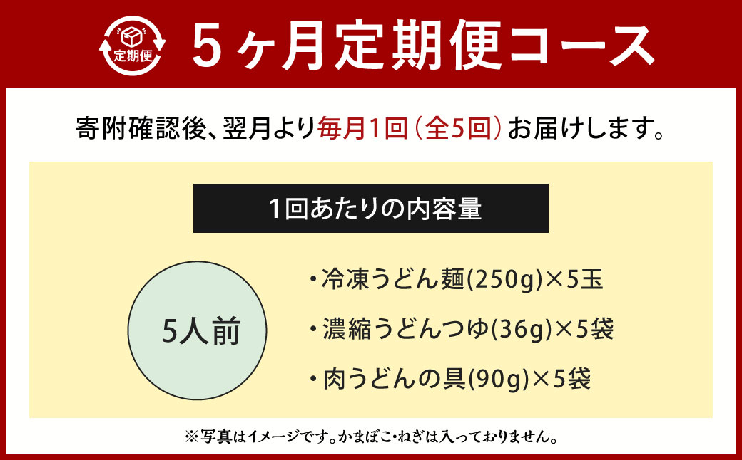 【定期便5カ月】 資さん肉うどん（5人前）×5回