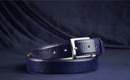 ベルト SAKURA WAQS 匠リザードベルト33ミリ ( 紺 グレー 白 ) 革 革製品 皮革製品 ファッション 小物 高級 リザード 吟ズリ加工 高級仕立て カジュアル 手づくり  白