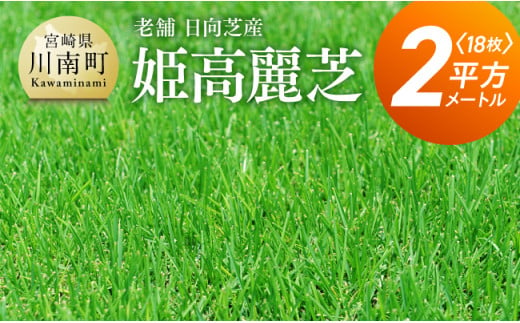 老舗日向芝産「姫高麗芝」2平方メートル 【 九州産 川南町産 宮崎県産 芝生 日本芝 ガーデニング 】