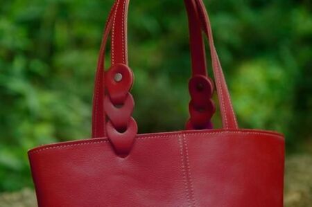 ヌメ革ミニトートバッグ（レザー 牛ヌメ革）≪ボルドー≫【hrn20】