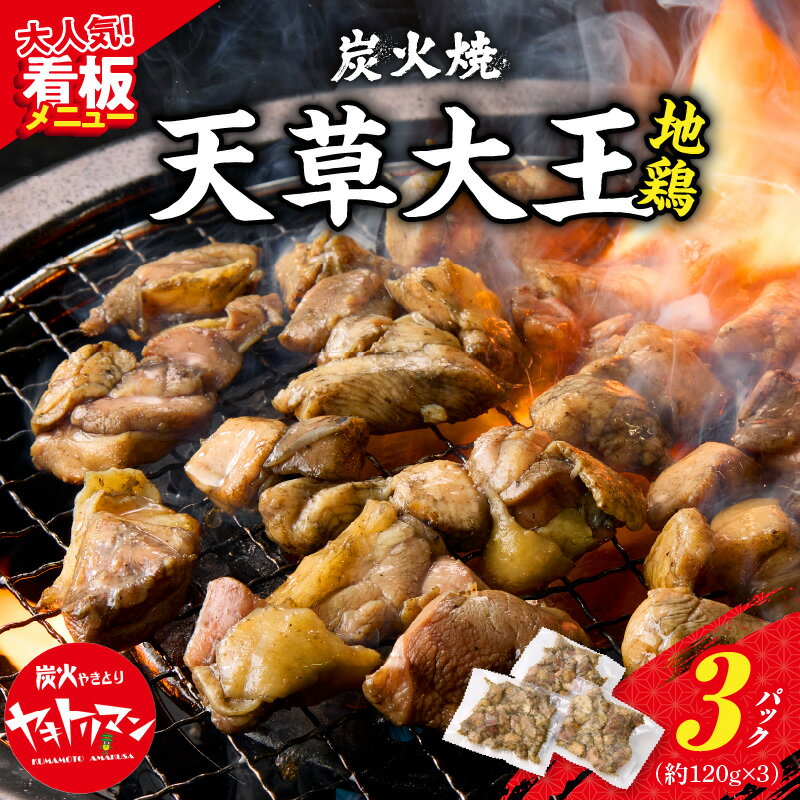 【ふるさと納税】幻の地鶏 天草大王 炭火焼 120g×3袋 計360g もちもち プリプリ 食感 鶏肉 地鶏 炭火焼き 地鶏炭火焼き ブランド地鶏 冷凍 小分け 真空包装 お肉 おつまみ 加工品 国産 九州 熊本県 天草市 ヤキトリマン お取り寄せ お取り寄せグルメ 送料無料