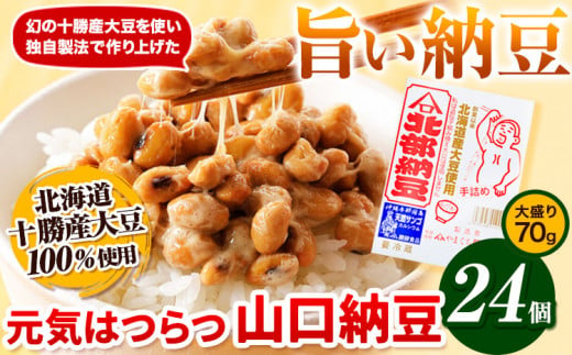 元気はつらつ山口納豆!!(70g24個入り) 有限会社やまぐち醗酵食品 《60日以内に出荷予定(土日祝除く)》 北海道 本別町 国産納豆 山口納豆 朝食 納豆 健康 24個 お取り寄せ ご飯のお供 送料無料