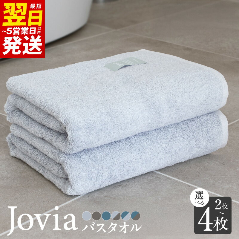 【ふるさと納税】ジョヴィア バスタオル 2枚 / 4枚 選べる カラー アイスグレー / チャコール / ネイビー 約 64cm × 119cm 泉州タオル 日本製 綿 レーヨン 無地 吸水 タオル ふんわり 柔らか バス用品 日用品 防災グッズ 最短 翌日発送 5営業日 大阪府 泉佐野市 送料無料