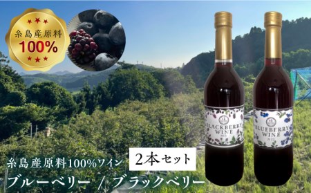 糸島産 ブルーベリー ＆ ブラックベリー ワイン 720ml×2種 セット 糸島市 / HYM FARM[AHM001] ワイン ワインギフト ワインブルーベリー ワインお酒 ワイン贈り物 ワイン記念日 ワイン贈答 ワイン赤 ワインフルーツワイン