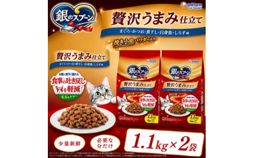 銀のスプーン 贅沢うまみ仕立て 食事の吐き戻し軽減フード 白身魚・しらす入り 1.1kg×2袋【1748861】