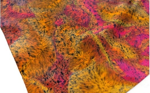 墨流し染 シルク スカーフ (秋色微粒子) ／ 染美堂 一点物 絹 現代風 アート サテン織 贈り物 上品 奈良県 葛城市  【snbd017】