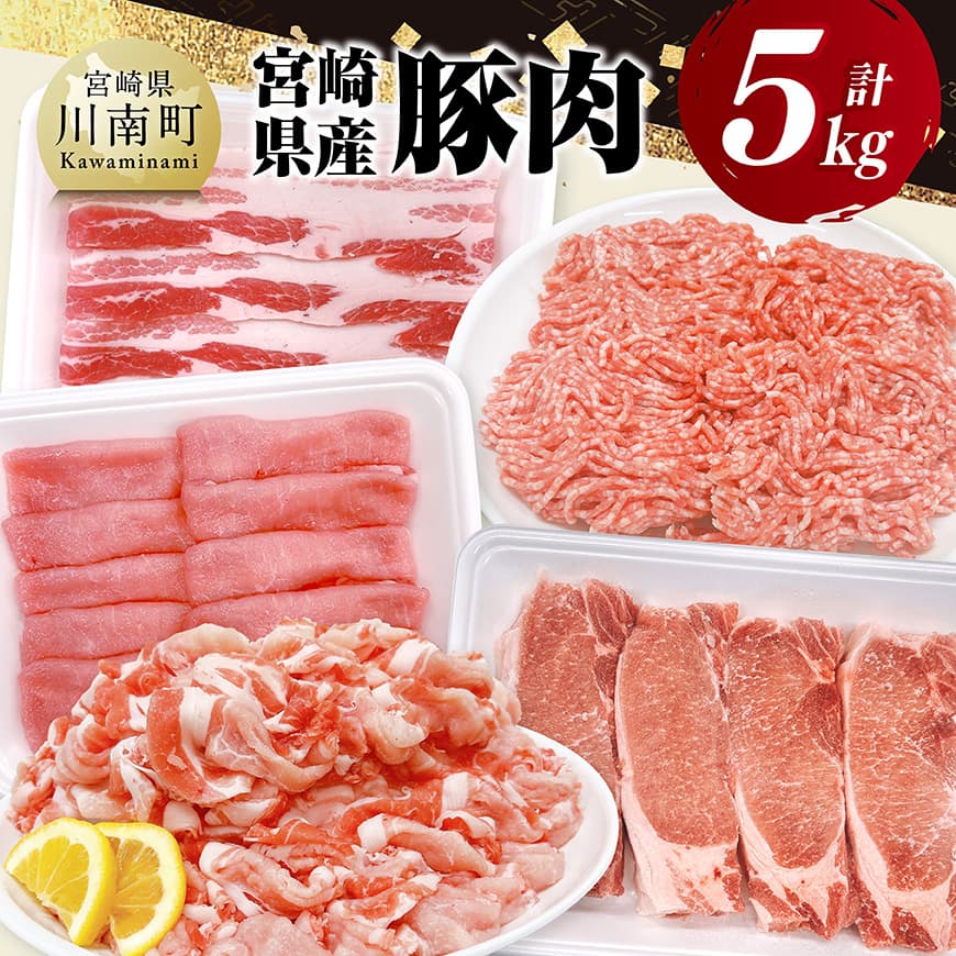 【ふるさと納税】※レビューキャンペーン※宮崎県産豚肉5種　5kg - 豚肉 ぶた肉 肉 ロース バラ 切り落とし ミンチ 豚肉セット C11629