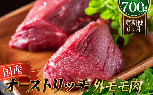 国産オーストリッチ外モモ肉700g【定期便】6か月毎月お届け ／ オーストリッチ肉 ダチョウ肉 赤身肉 ドラム肉 外腿肉 低脂肪 高タンパク 高栄養価 ヘルシー 臭みなし 柔らか 食べやすい タタキ No.121