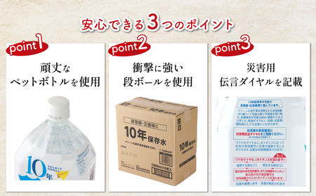 災害・非常時保存用「１０年保存水」（１０年保存可能）１．８リットル×９本セット _ak026