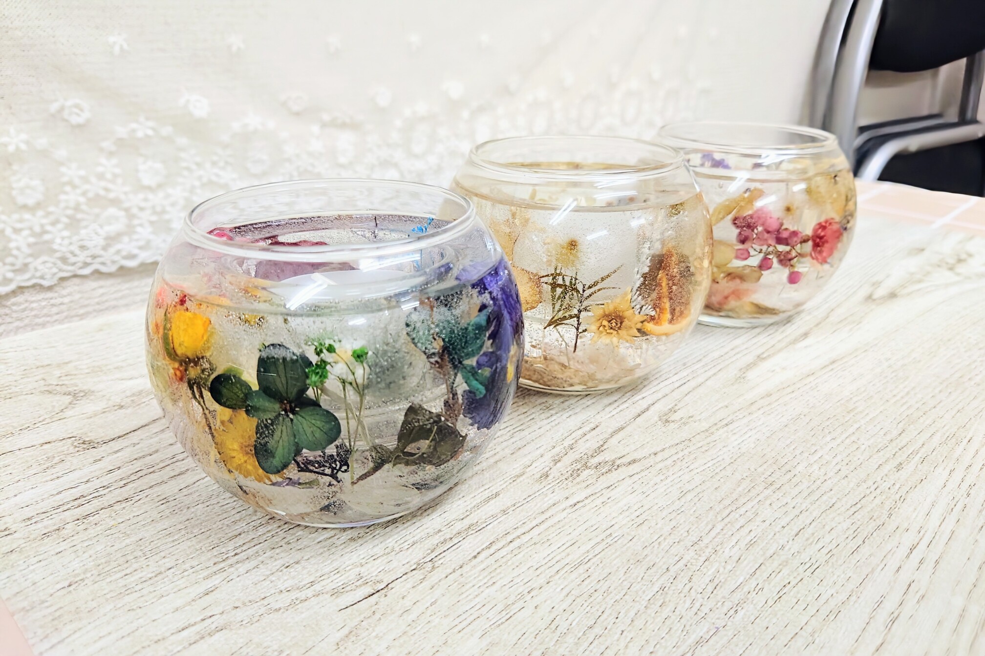 新宿フラワークラフト体験工房 ボタニカルジェルキャンドルホルダー作り