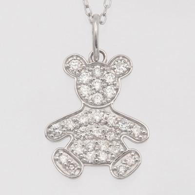 ふるさと納税 山梨県 プラチナ ダイヤモンド くま ペンダントネックレス　　　HH018781